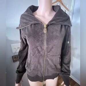 Michael Kors Chocolate Velour Zip Up Jacket